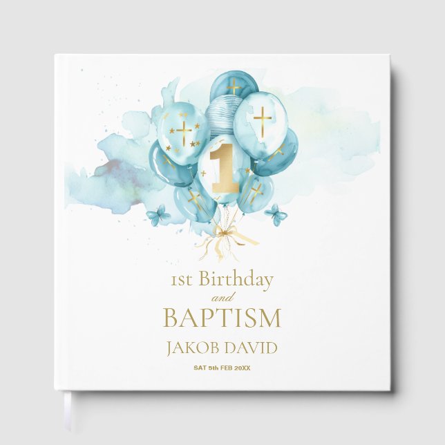 Libro De Visitas Primer cumpleaños y bautismo Keepsake Guest Book (Anverso)