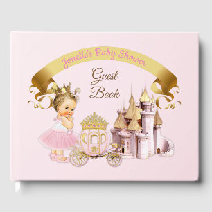 Libro De Visitas Princesa Real Castillo Carruaje Rosa Dorado Niña