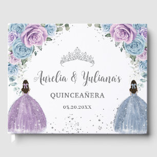 Libro De Visitas Princesas florales de Lilac azul bebé gemelas Quin