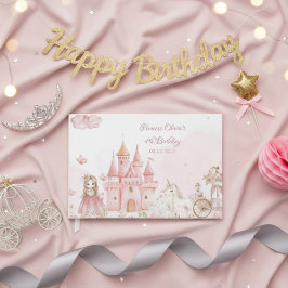 Libro De Visitas  Princess 4th Pink Castle Unicorn Birthday Party 
