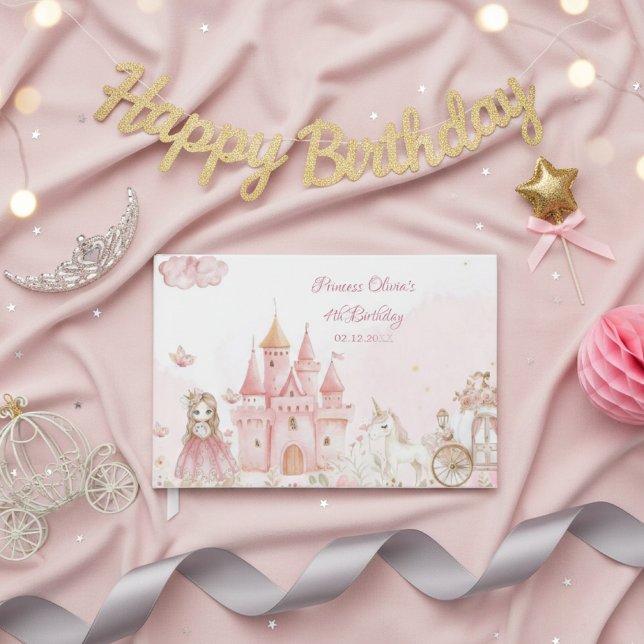Libro De Visitas  Princess 4th Pink Castle Unicorn Birthday Party  (Subido por el creador)