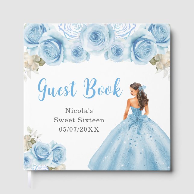 Libro De Visitas Princess in Blue Dress Sweet Sixteen Thank You (Anverso)