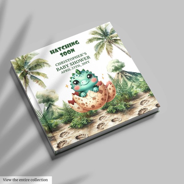 Libro De Visitas Pronto el Rótulo de los dinosaurios de Baby Shower (Hatching Soon Baby Shower Dinosaur Sign-In Book)
