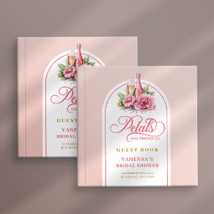 Libro De Visitas Prosecco de pétalos moderno de moda rosa y dorado