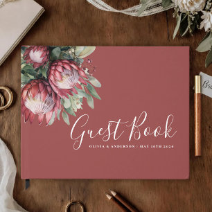 Libro De Visitas Protea nativa acuarela Floral Boho Botánico