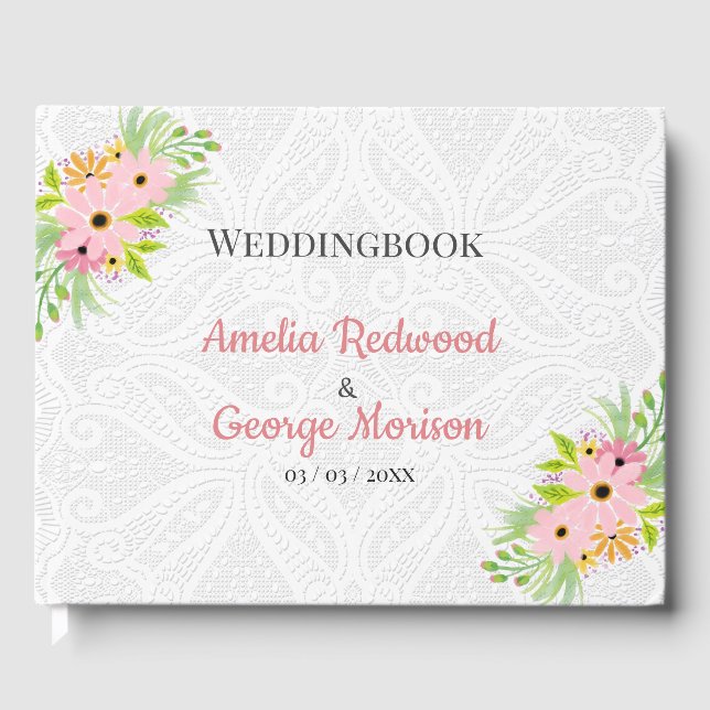 Libro De Visitas Puerta Blanca Y Flores (Anverso)