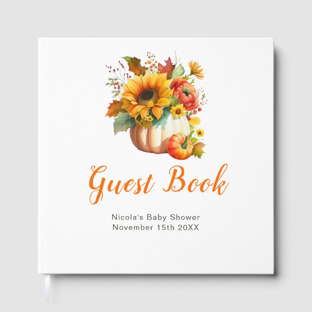 Libro De Visitas Pumpkin Flower Bouquet Baby Shower (Anverso)