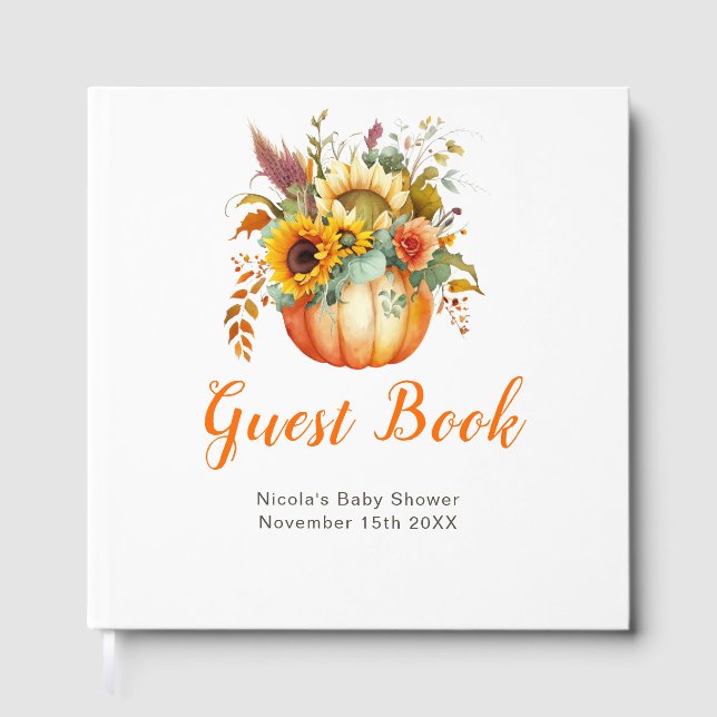 Libro De Visitas Pumpkin Flower Bouquet Baby Shower (Anverso)