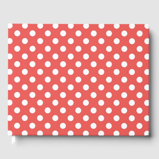 Libro De Visitas Puntos de Polka Rojo y Blanco (Anverso)
