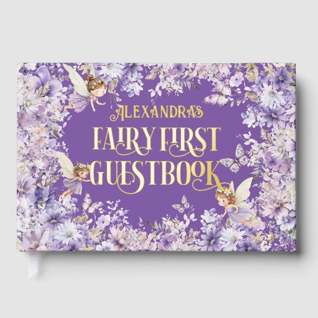 Libro De Visitas Purple Floral Fairy First (Anverso)
