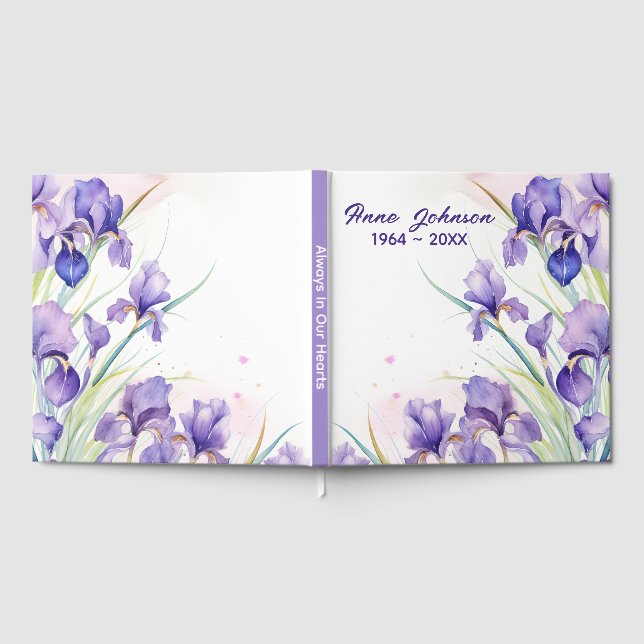 Libro De Visitas Purple Iris Bouquet On White (Lleno)