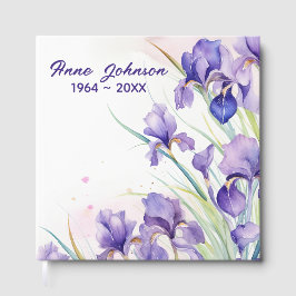 Libro De Visitas Purple Iris Bouquet On White