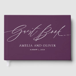 Libro De Visitas Purple Minimalist Wedding Guest Book
