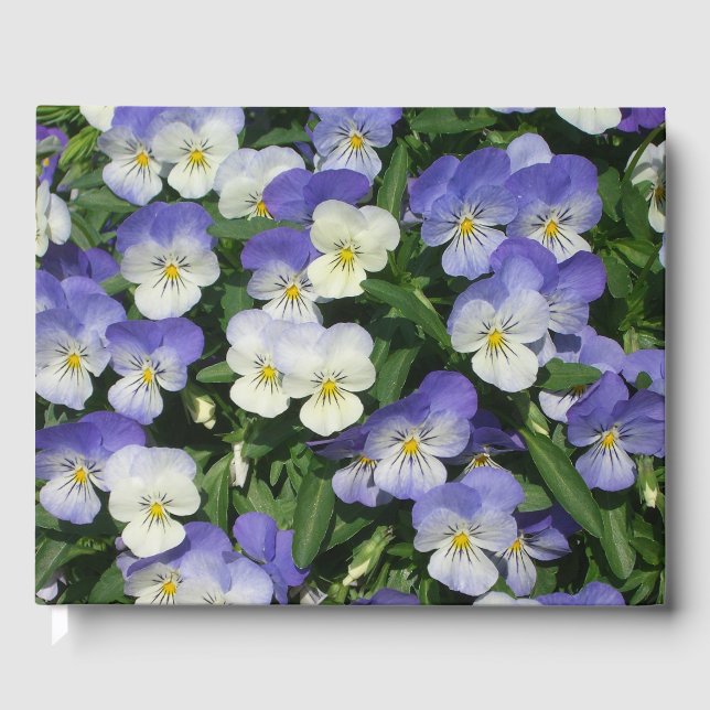 Libro De Visitas Purple Pansies Garden Floral (Anverso)