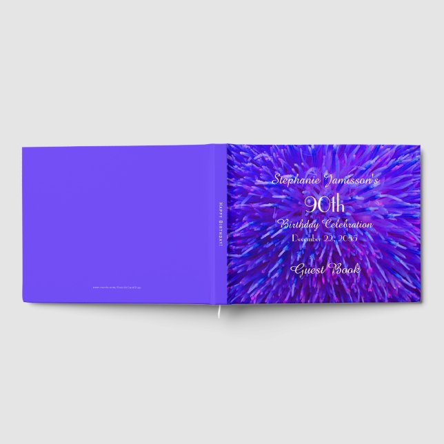 Libro De Visitas Purple Resumen Macro Floral Birday Party Memory (Lleno)