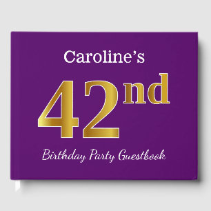 Libro De Visitas Púrpura, Faux Gold 42nd Birthday Party; Nombre per