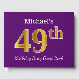 Libro De Visitas Púrpura, Faux Gold 49th Birthday Party; Nombre per