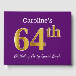 Libro De Visitas Púrpura, Faux Gold 64th Birthday Party; Nombre per