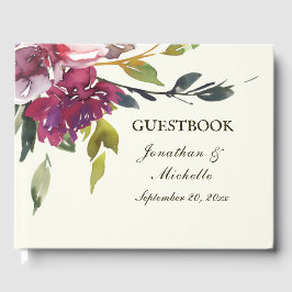 Libro De Visitas Púrpura Floral Floral Biblia Verse Boda