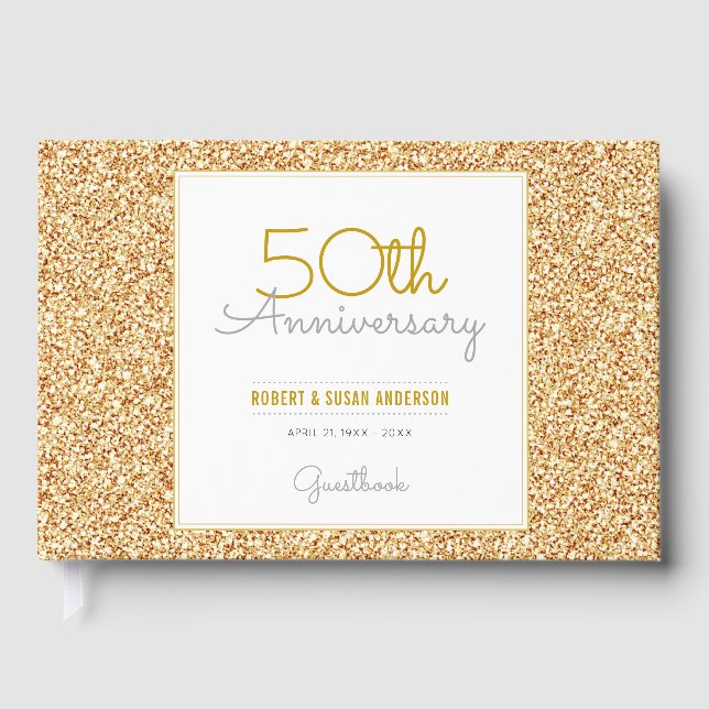 Libro De Visitas purpurina de Faux Gold de 50 años (Anverso)