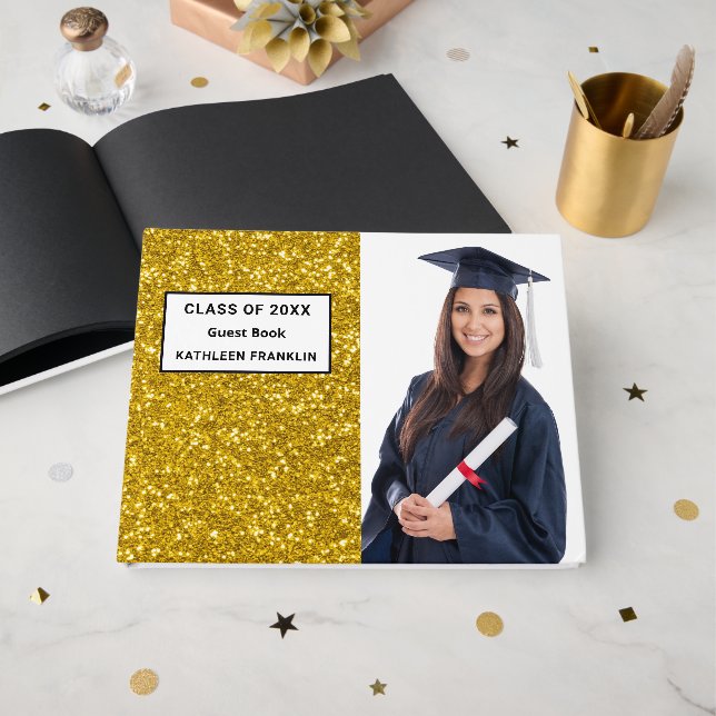 Libro De Visitas Purpurina de Graduado de Clase Personaliza (Anverso Abierto)