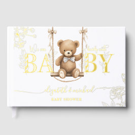 Libro De Visitas Purpurina de oro Bear Teddy Bearly Wait