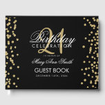 Libro De Visitas Purpurina de oro Confetti Black 21st Birthday Fies<br><div class="desc">Elegante patrón de Confetti Black,  Purpurina de oro del 21º Fiesta de cumpleaños.</div>