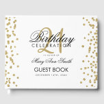 Libro De Visitas Purpurina de oro Confetti White 21st Birthday Fies<br><div class="desc">Elegante patrón de Confetti White,  Purpurina de oro del Fiesta de cumpleaños número 21.</div>