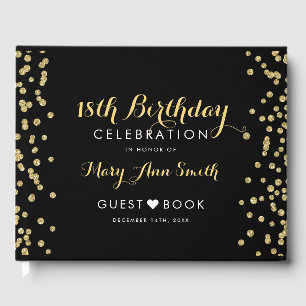 Libro De Visitas Purpurina de oro de 18 años de GuestBook Blac