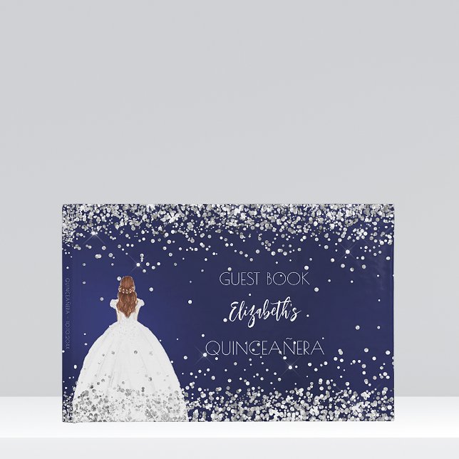 Libro De Visitas Purpurina de vestimenta azul marino de Quinceanera (Subido por el creador)