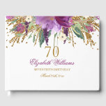 Libro De Visitas Purpurina floral Sparkling Amethyst 70th Birthday<br><div class="desc">Colección de cumpleaños coincidente en la tienda Little Bayleigh! Hemos utilizado obras de arte de: www.createthecut.com</div>