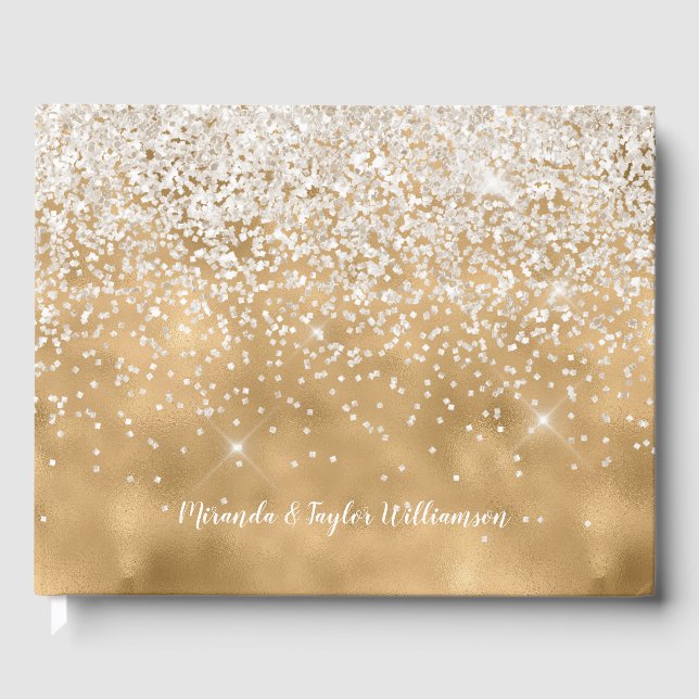 Libro De Visitas Purpurina Glitz blanco dorado (Anverso)
