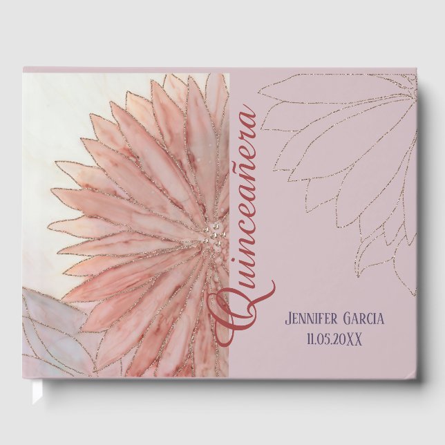 Libro De Visitas Quinceanera 15ª fiesta de cumpleaños (Anverso)