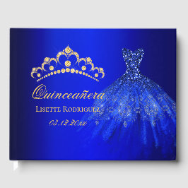 Libro De Visitas Quinceanera Azul Y Oro