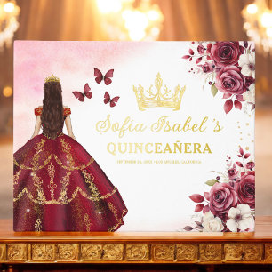 Libro De Visitas Quinceañera Borgoña Princesa Floral
