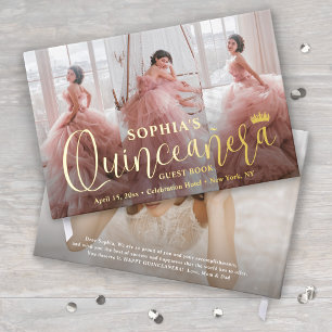 Libro De Visitas Quinceañera Collage de fotos guión moderno Keepsak