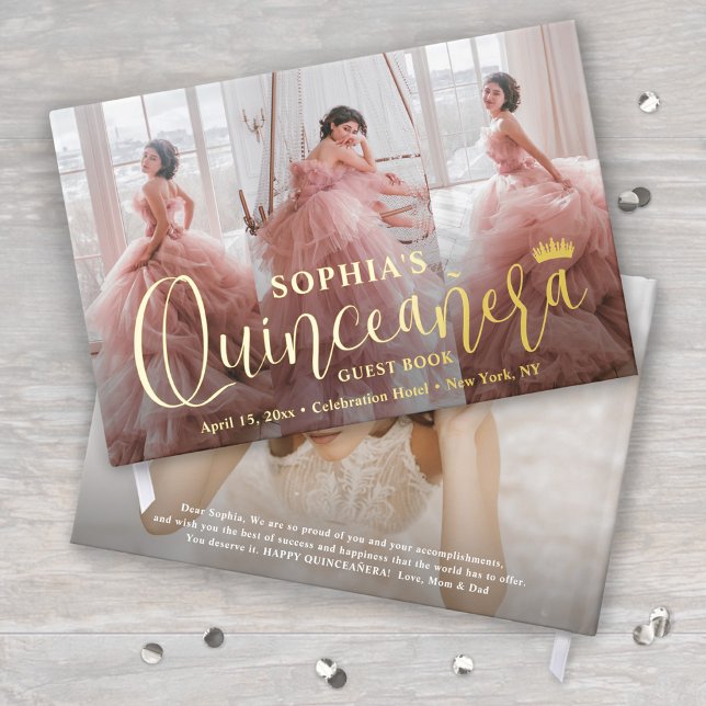 Libro De Visitas Quinceañera Collage de fotos guión moderno Keepsak (Subido por el creador)