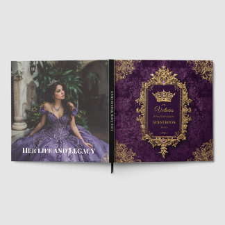 Libro De Visitas Quinceañera de Amatista Real, personalizada