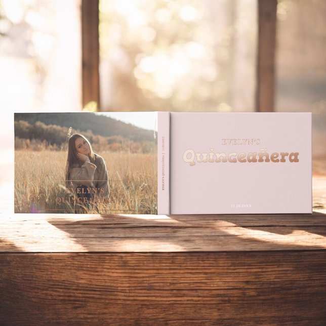 Libro De Visitas Quinceanera de cumpleaños rosado elegante con foto (Subido por el creador)