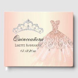 Libro De Visitas Quinceanera de oro Rosa personalizada