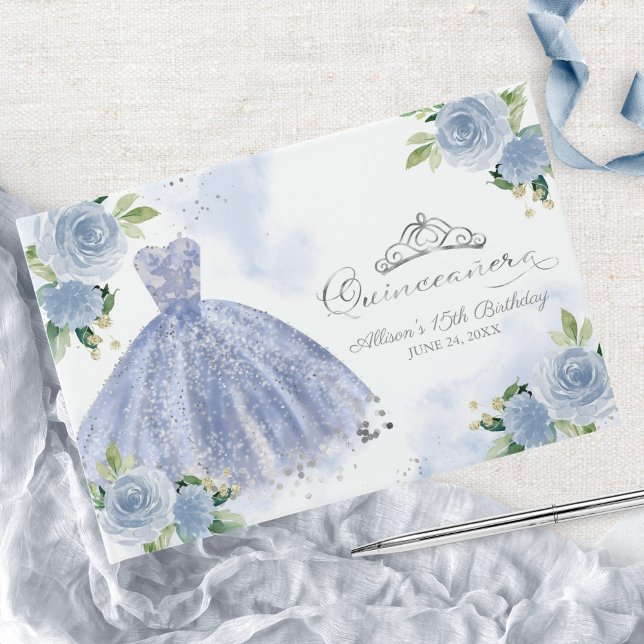 Libro De Visitas Quinceanera floral azul claro (Subido por el creador)