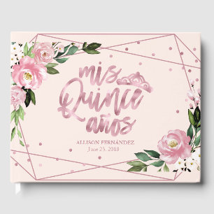 Libro De Visitas Quinceanera floral de Rubor