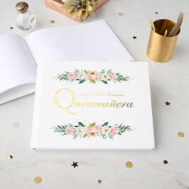 Libro De Visitas Quinceañera floral Femenina Rosa de Rubor