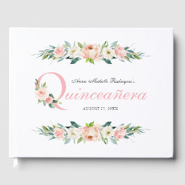 Libro De Visitas Quinceanera floral Femenina Rosa Rubor