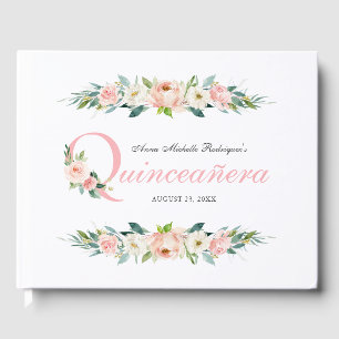 Libro De Visitas Quinceanera floral Femenina Rosa Rubor