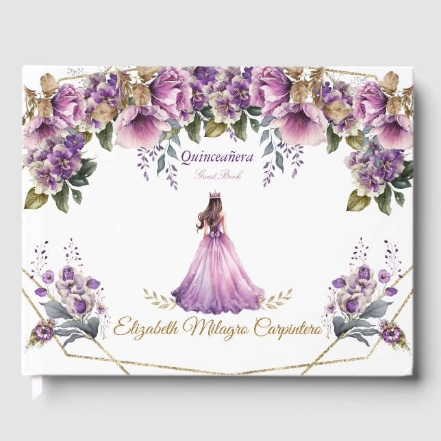 Libro De Visitas Quinceañera Guest Book Lilac (Anverso)