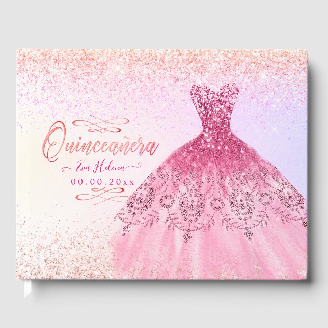 Libro De Visitas Quinceañera, Guisón de Esparkle, Ombre De Cerezo R (Anverso)