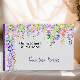 Libro De Visitas Quinceanera Lavanda Púrpura Wisteria Bonito Floral