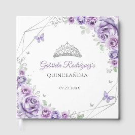 Libro De Visitas Quinceanera Lilac Purple Silver Floral
