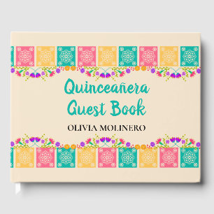 Libro De Visitas Quinceanera Papel Floral Picado Mis Quince